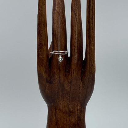 Crystal Dangle Ring Silver