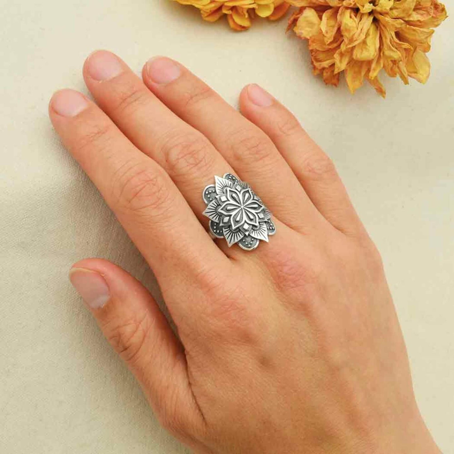 Mandala Ring Silver