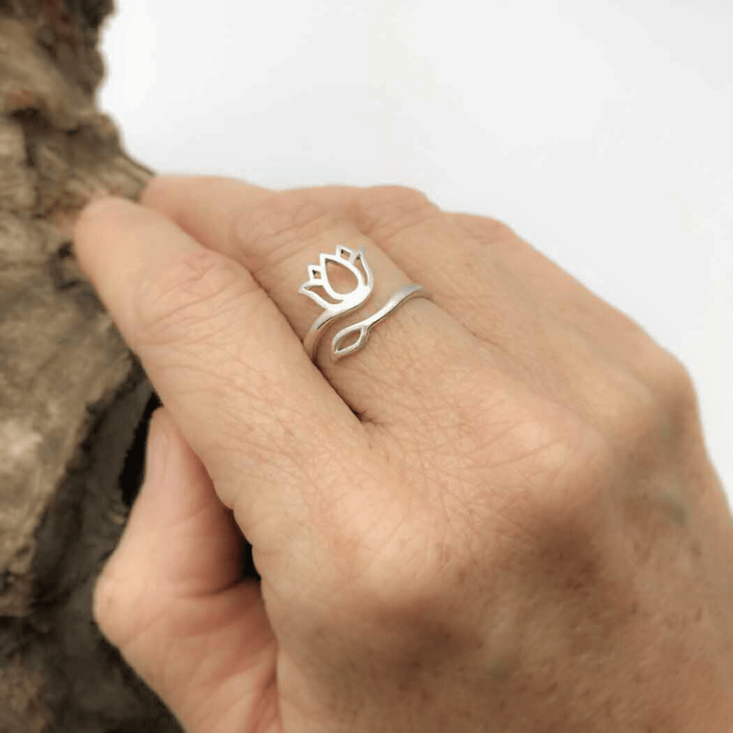 Lotus Adjustable Ring Silver